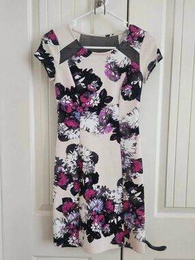 INC International Concepts Short Sleeve Mini Dress Mesh Black & Pink NWT Size PP